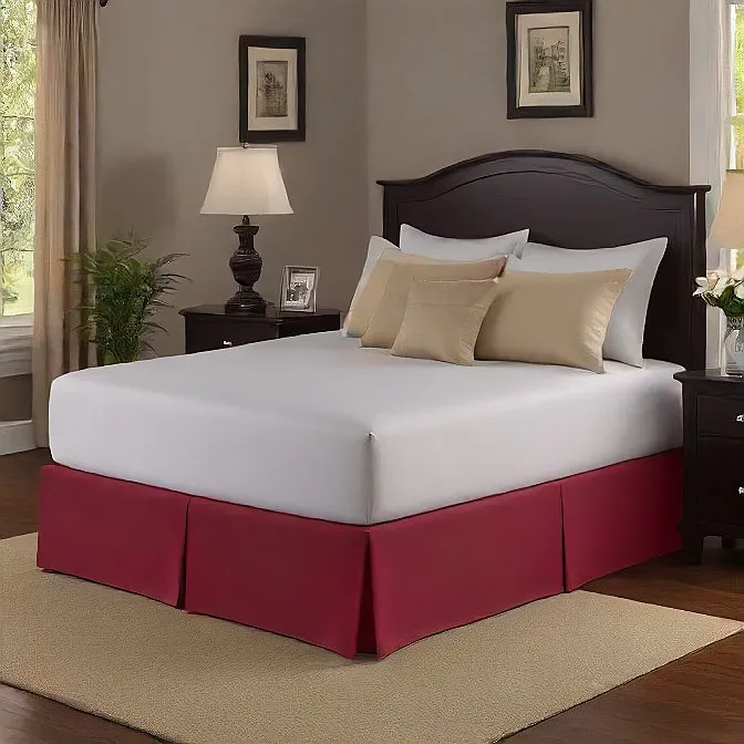 11 Inch Drop Bed Skirt Solid Red Egyptian Cotton 1000TC