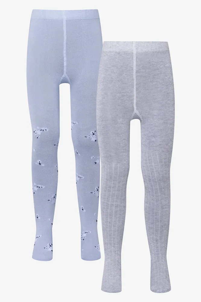 2 Pack Printed Tights Grey