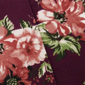 5 YD PC-Purple/Multi Floral & Stripe Print Jersey Knit Fabric