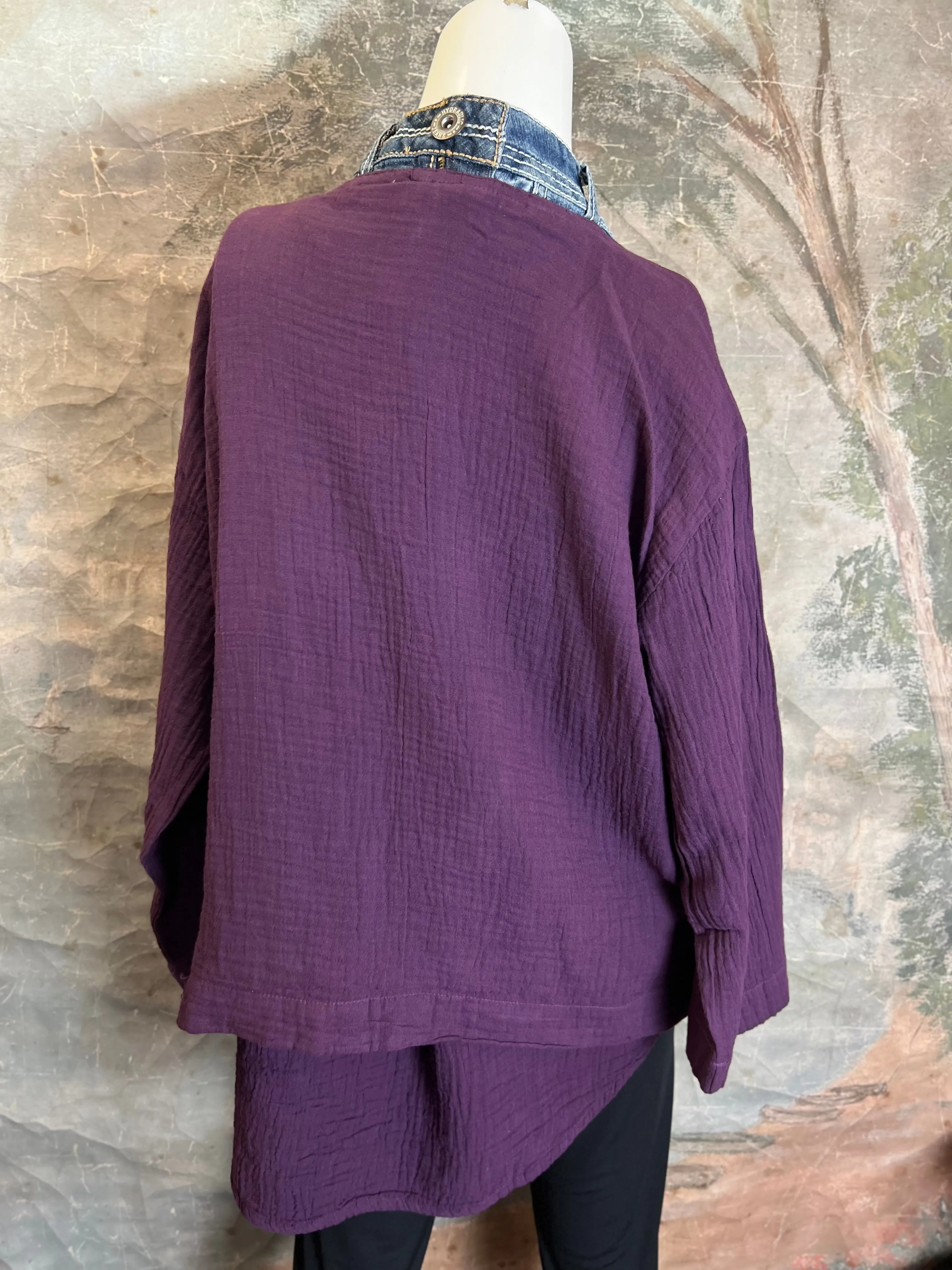 5223 Melaney Denim Mix Cardigan-Eggplant