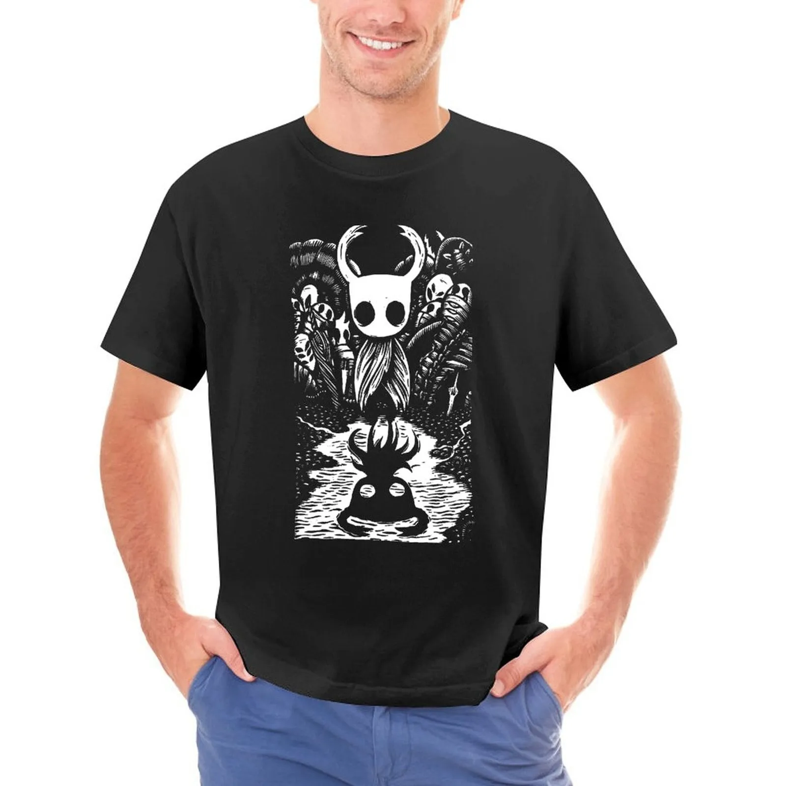 Aidase Hero of Dirtmouth Hollow Knight T Shirt RPG Harajuku T Shirts Round Neck Printed Tshirt Casual Clothes Man Plus Size 4XL 5XL