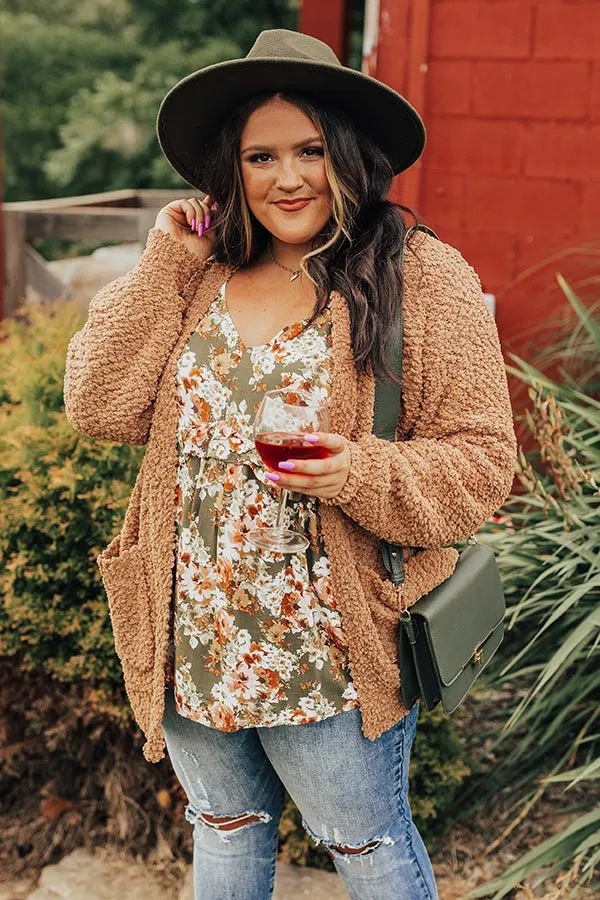 All Spice Popcorn Knit Cardigan In Mocha Curves