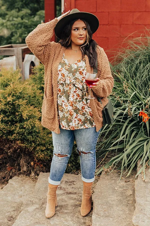 All Spice Popcorn Knit Cardigan In Mocha Curves