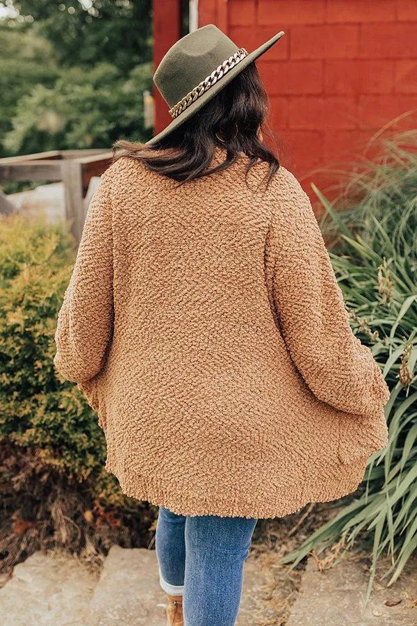 All Spice Popcorn Knit Cardigan In Mocha Curves