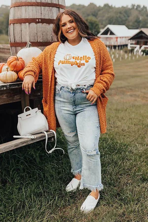 All Spice Popcorn Knit Cardigan In Pumpkin Curves