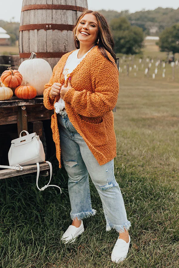 All Spice Popcorn Knit Cardigan In Pumpkin Curves