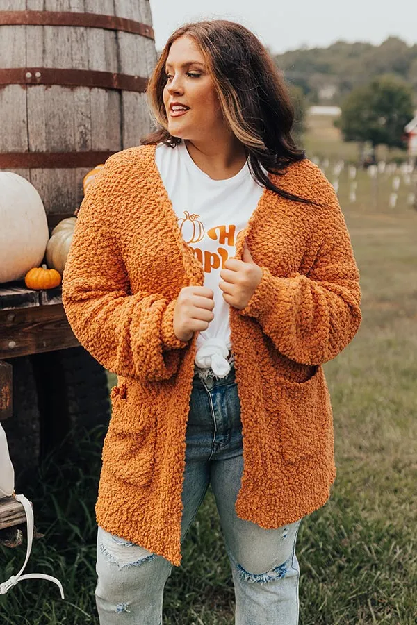 All Spice Popcorn Knit Cardigan In Pumpkin Curves