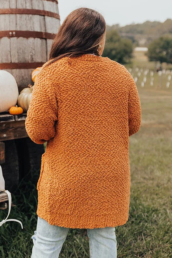 All Spice Popcorn Knit Cardigan In Pumpkin Curves