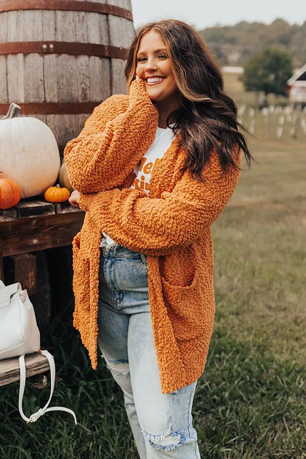 All Spice Popcorn Knit Cardigan In Pumpkin Curves