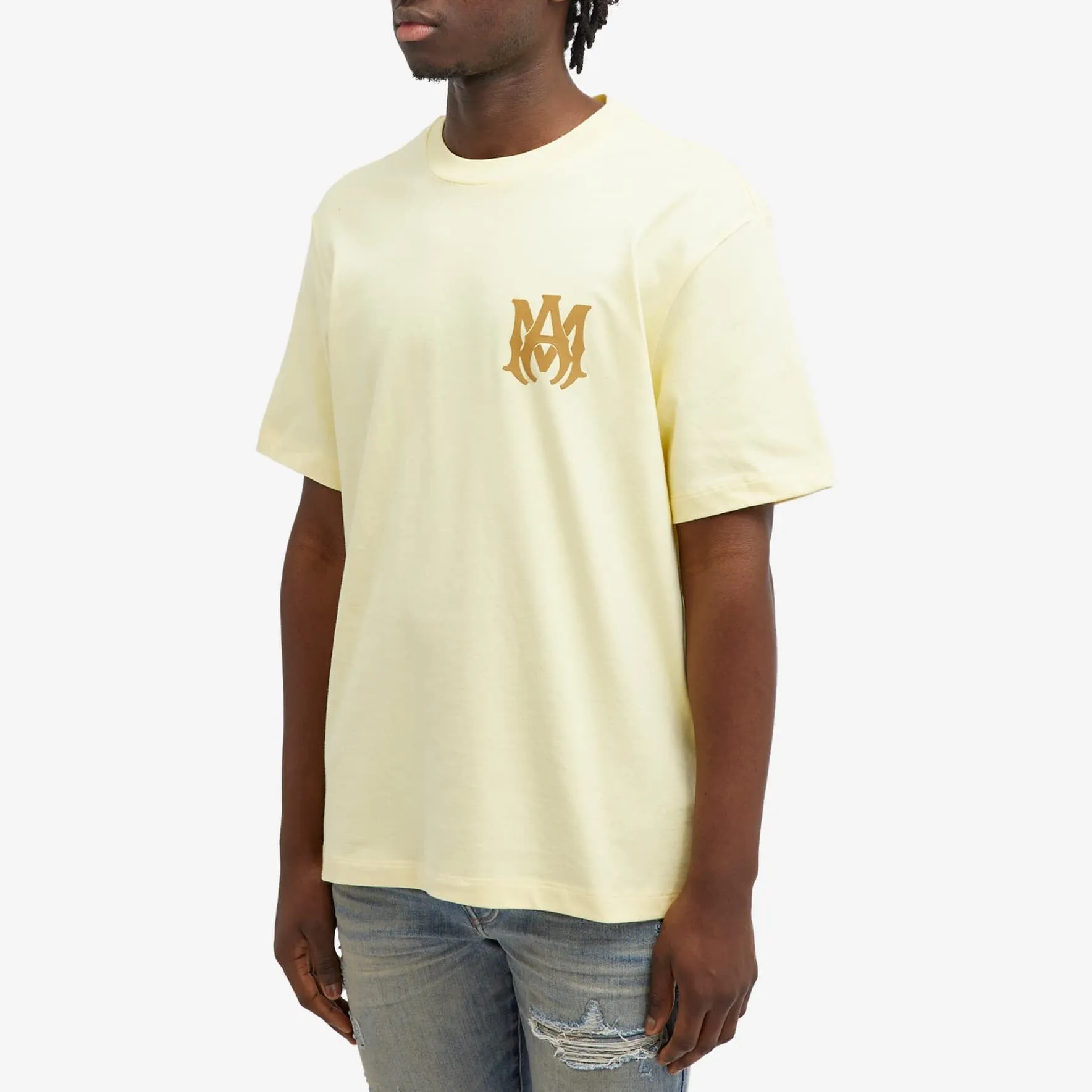 Amiri MA Logo T-shirt, pale yellow