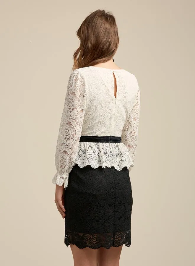 ANDIE LACE SLEEVE BLOUSE ECRU