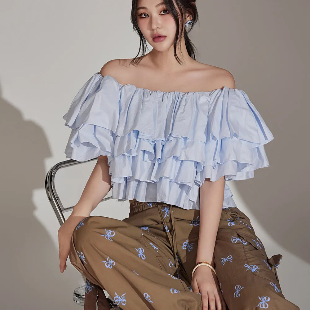 B2958 Frill Tiered Blouse