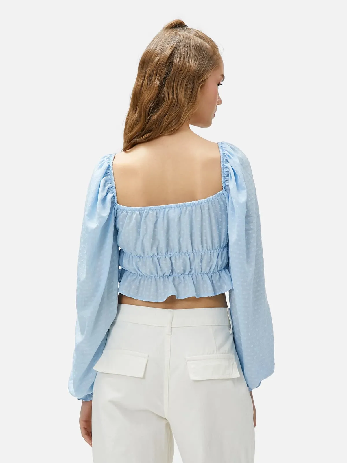 Balloon Sleeve Blouse - Square Neck