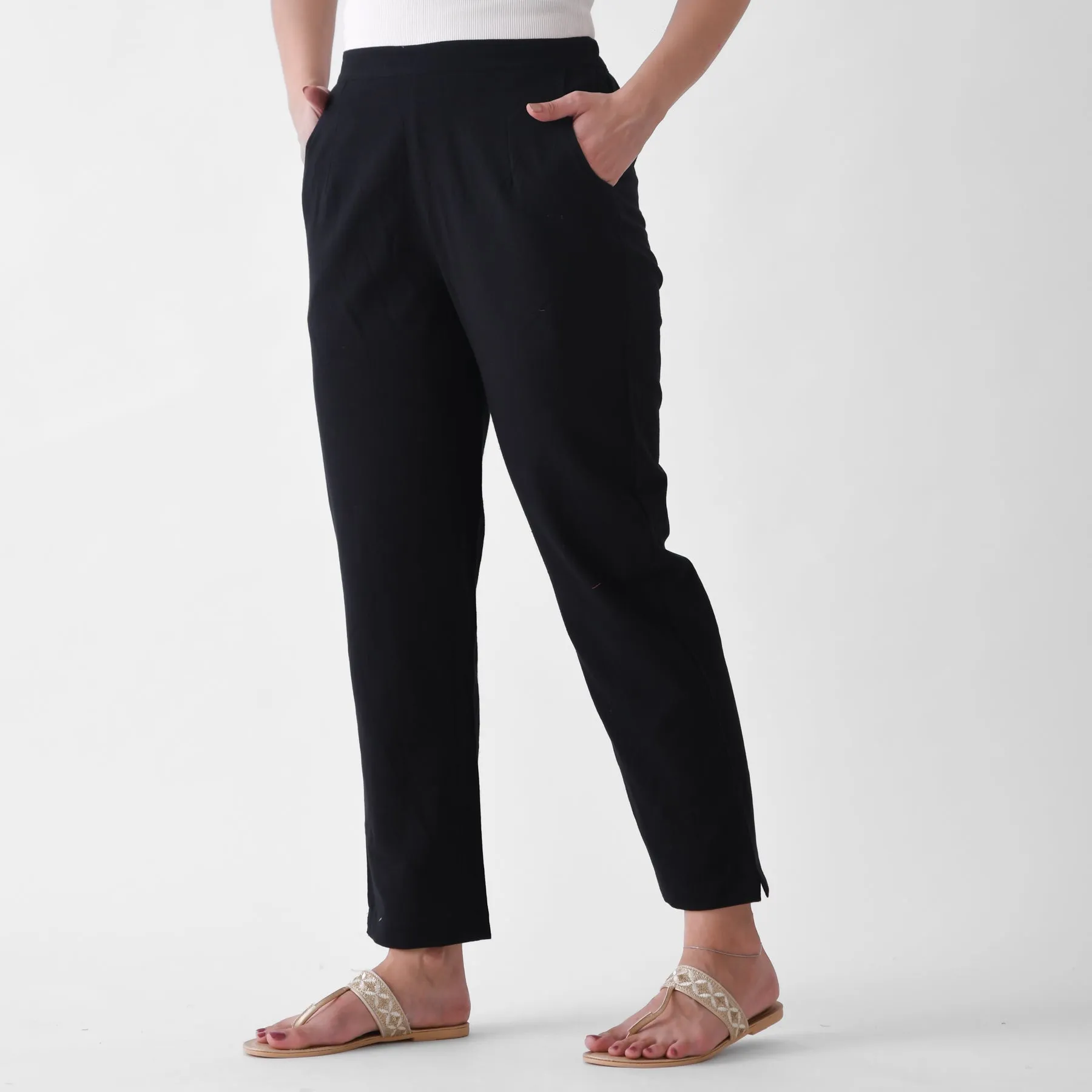 Black Cotton AMPM Pants