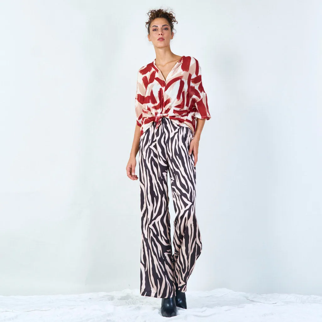 Bold brushstroke print blouse wholesale