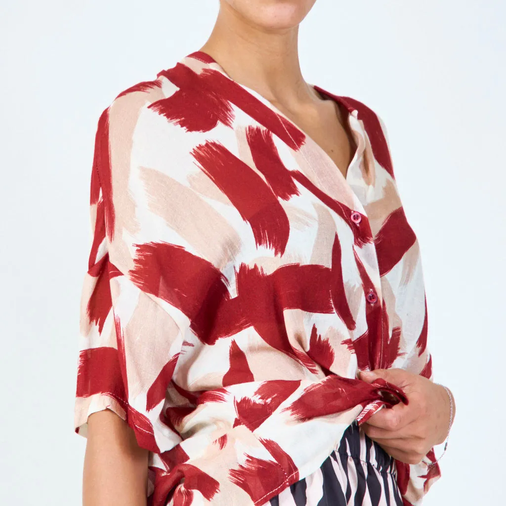 Bold brushstroke print blouse wholesale