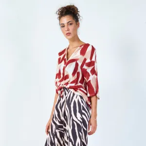 Bold brushstroke print blouse wholesale