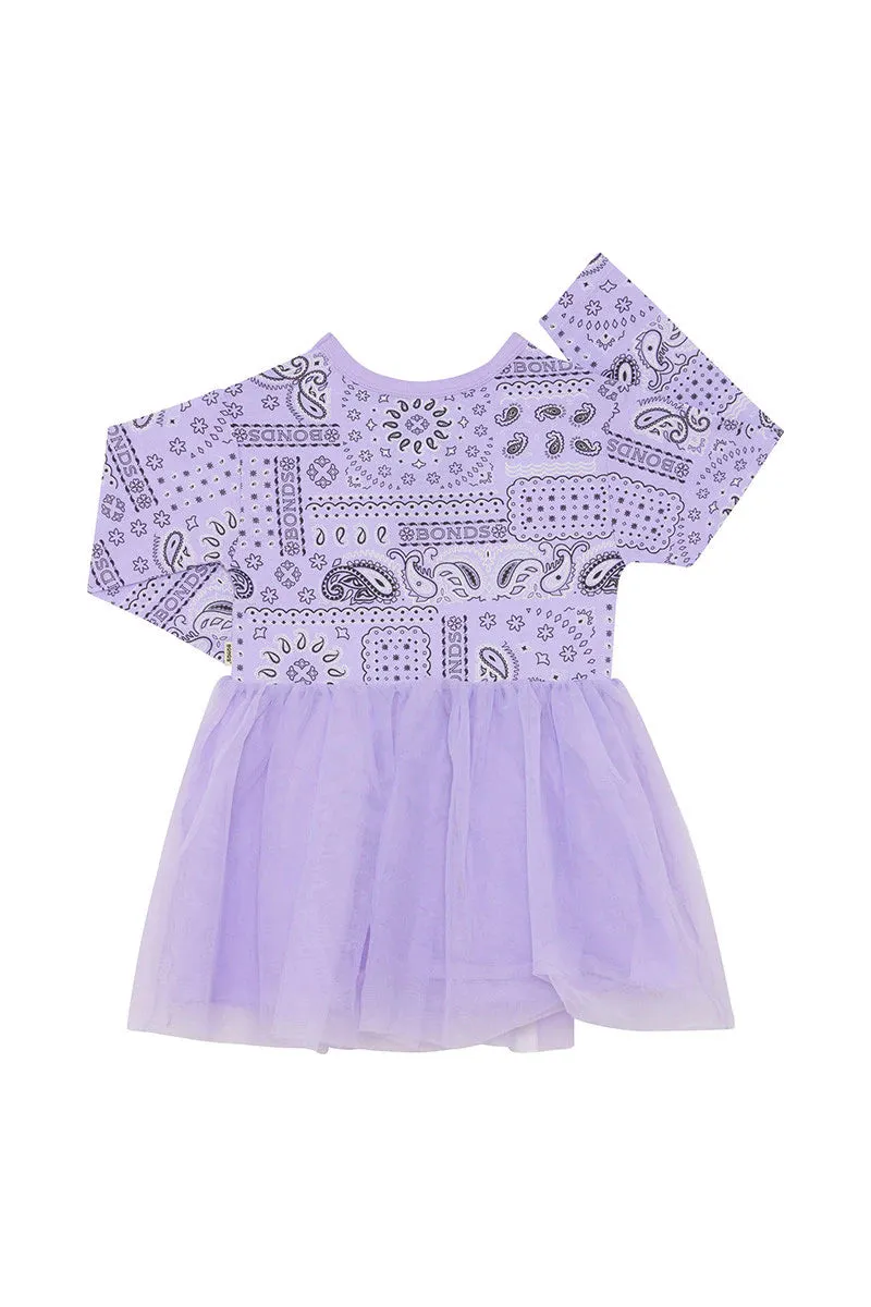 Bonds Girls Dance Long Sleeve Tutu Dress - Paisley Paradise Lilac