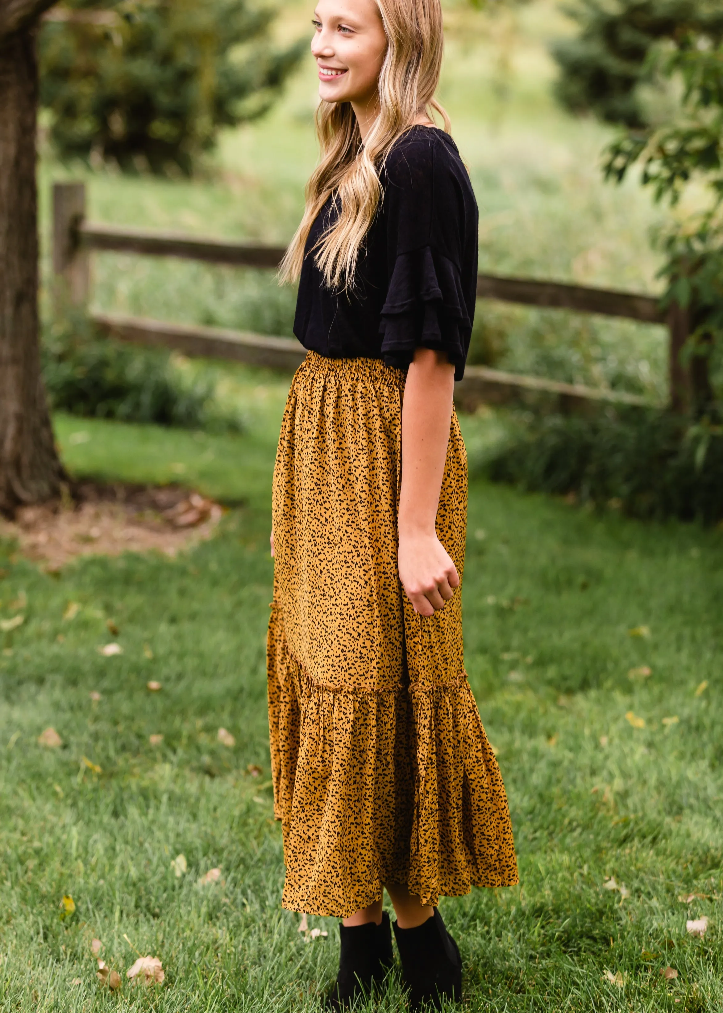 Brown Animal Pattern Midi Skirt - FINAL SALE