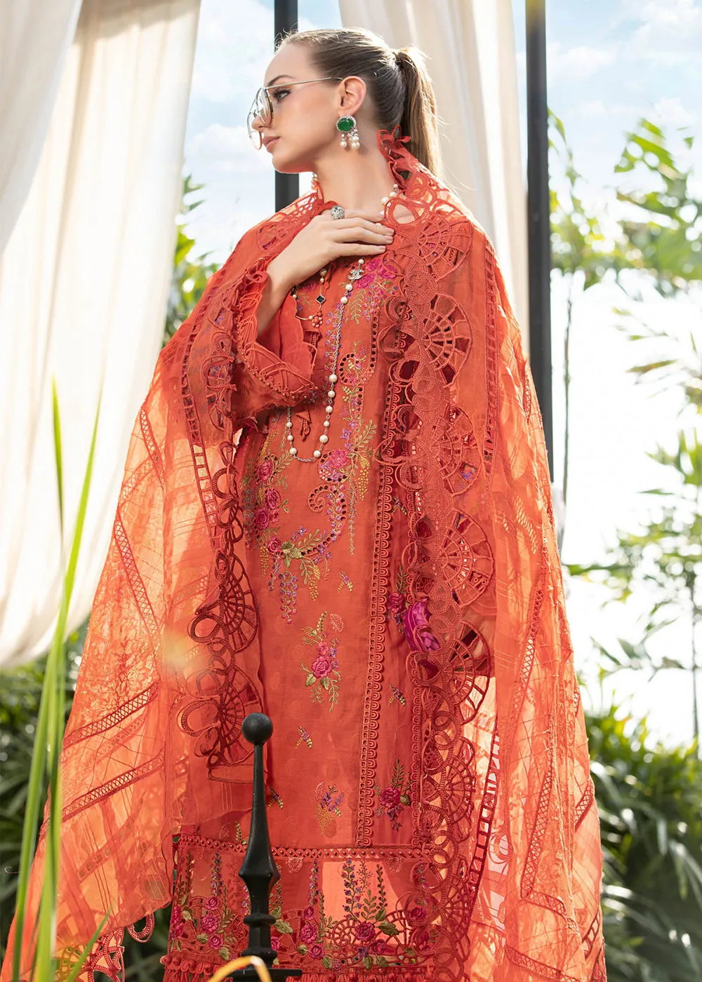 Brunt Orange Embroidered Suit - Maria B Lawn Eid Collection 2023 - EL-23-03