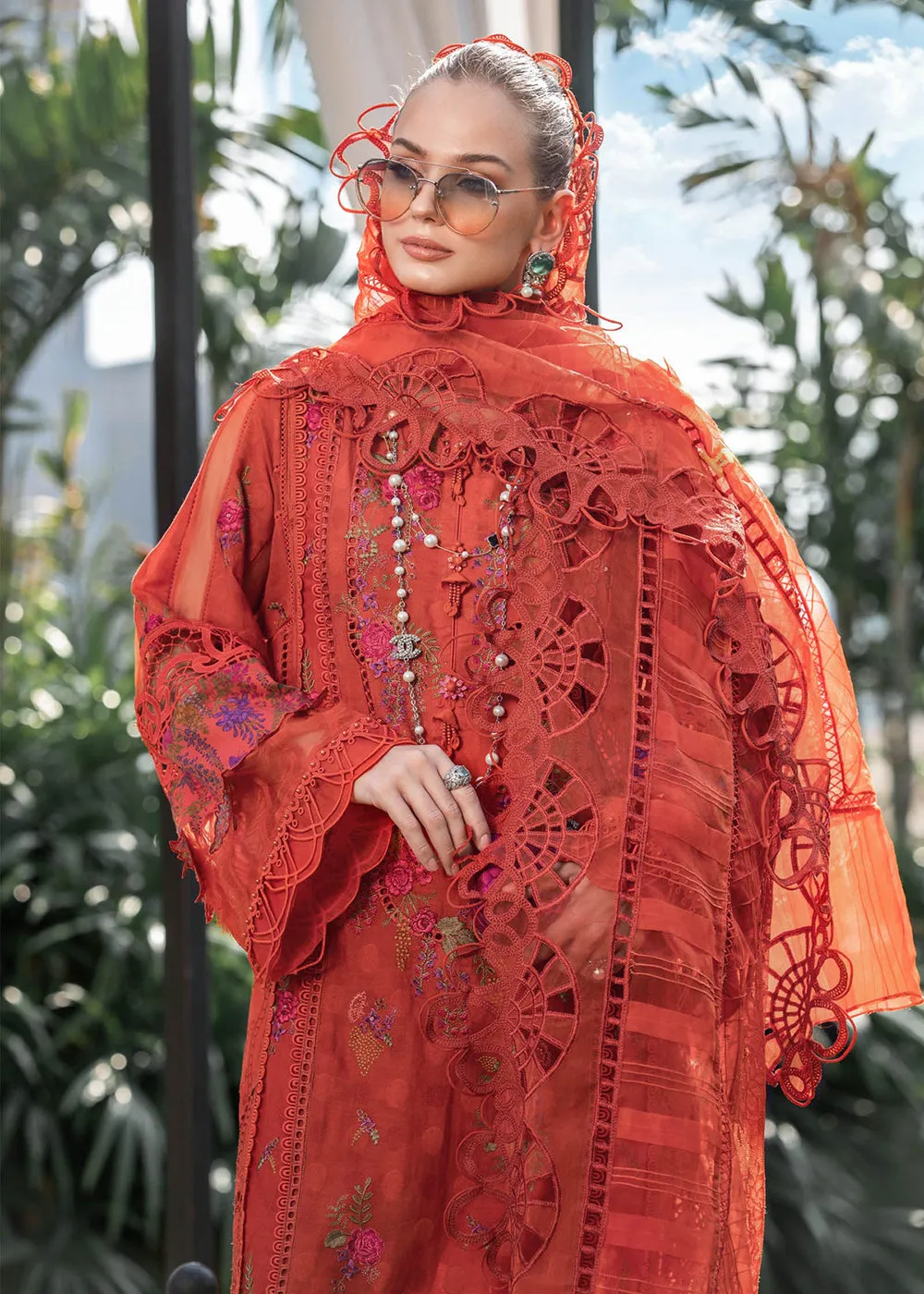 Brunt Orange Embroidered Suit - Maria B Lawn Eid Collection 2023 - EL-23-03