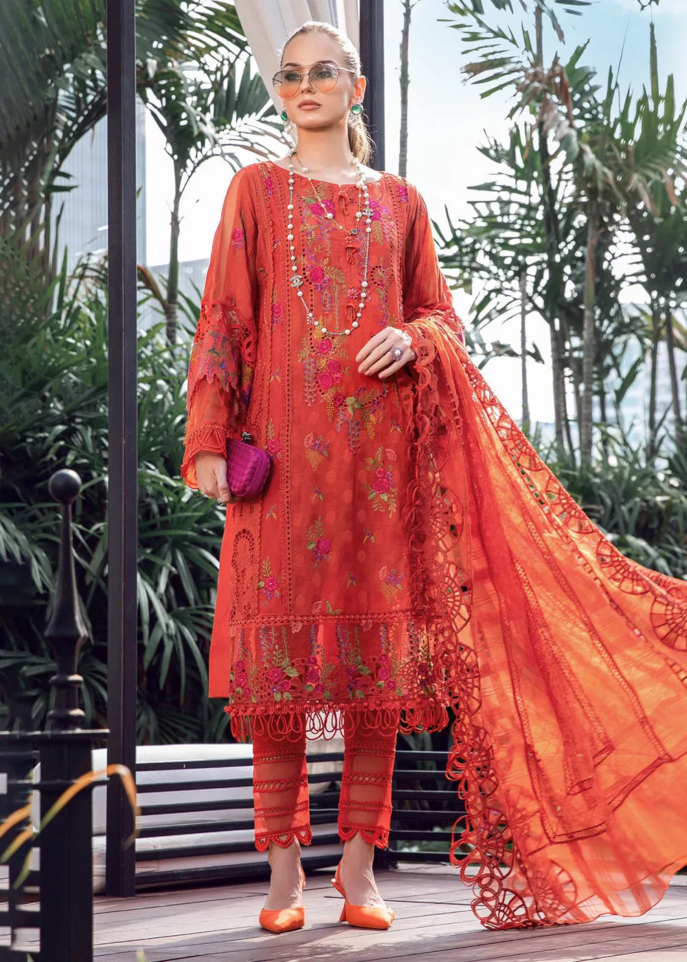 Brunt Orange Embroidered Suit - Maria B Lawn Eid Collection 2023 - EL-23-03