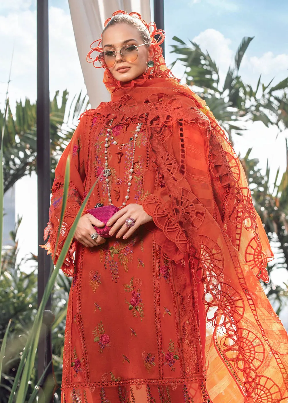 Brunt Orange Embroidered Suit - Maria B Lawn Eid Collection 2023 - EL-23-03