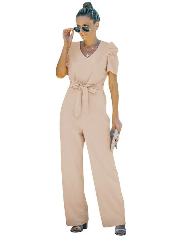 Chic V-neck Short-sleeved Jumpsuit