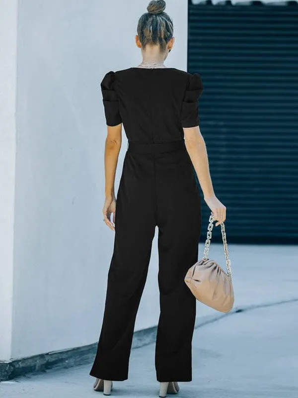 Chic V-neck Short-sleeved Jumpsuit