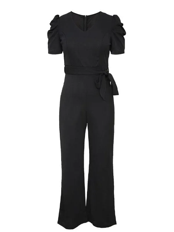 Chic V-neck Short-sleeved Jumpsuit