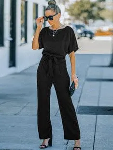 Chic V-neck Short-sleeved Jumpsuit