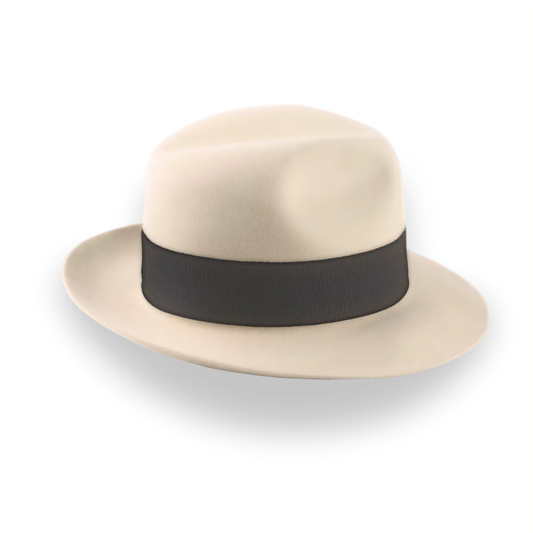 Classic Center Dent Fedora Hat in Cream Fur Felt  | The Caliber