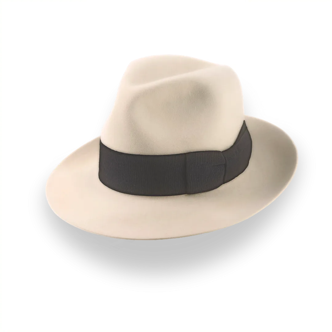 Classic Center Dent Fedora Hat in Cream Fur Felt  | The Caliber