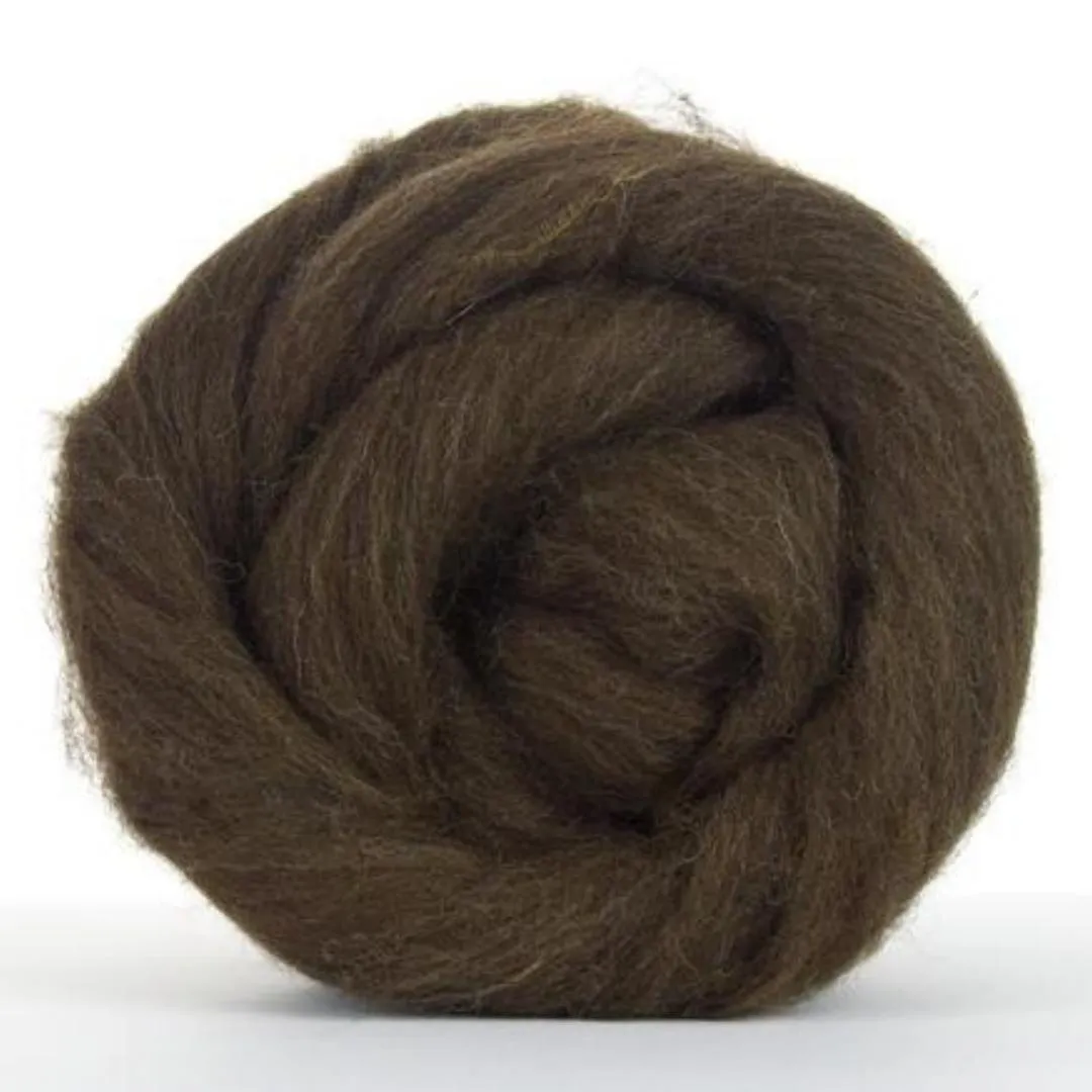 Corriedale Wool Roving Top (1 lb / 16 oz) | 28 Microns, Natural Brown Undyed, Cleaned and Combed Core Wool