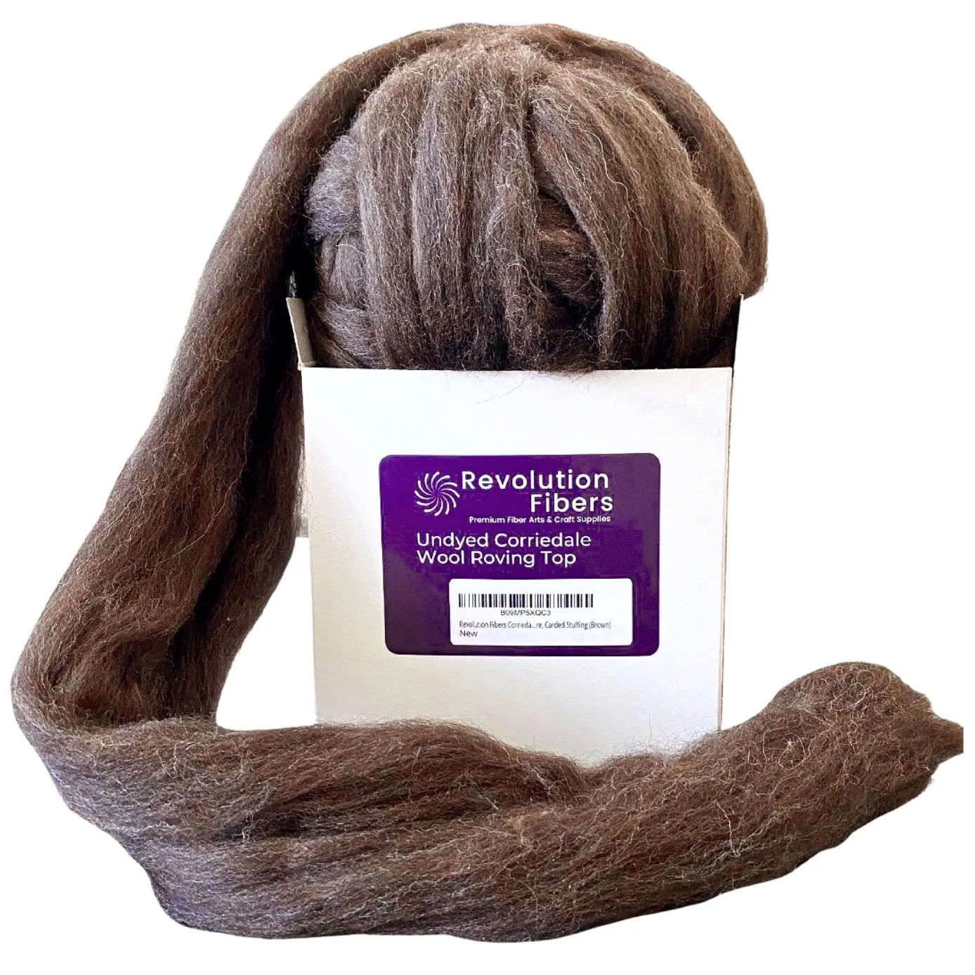 Corriedale Wool Roving Top (1 lb / 16 oz) | 28 Microns, Natural Brown Undyed, Cleaned and Combed Core Wool