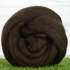 Corriedale Wool Roving Top (1 lb / 16 oz) | 28 Microns, Natural Brown Undyed, Cleaned and Combed Core Wool