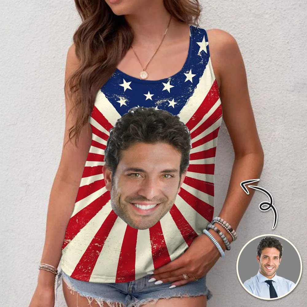 Design Your Own Tank Top Custom Face American Flag Personalized Men's All Over Print Tank Top