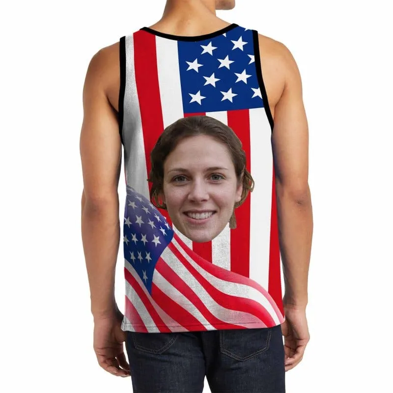 Design Your Own Tank Top Custom Face American Flag Personalized Men's All Over Print Tank Top