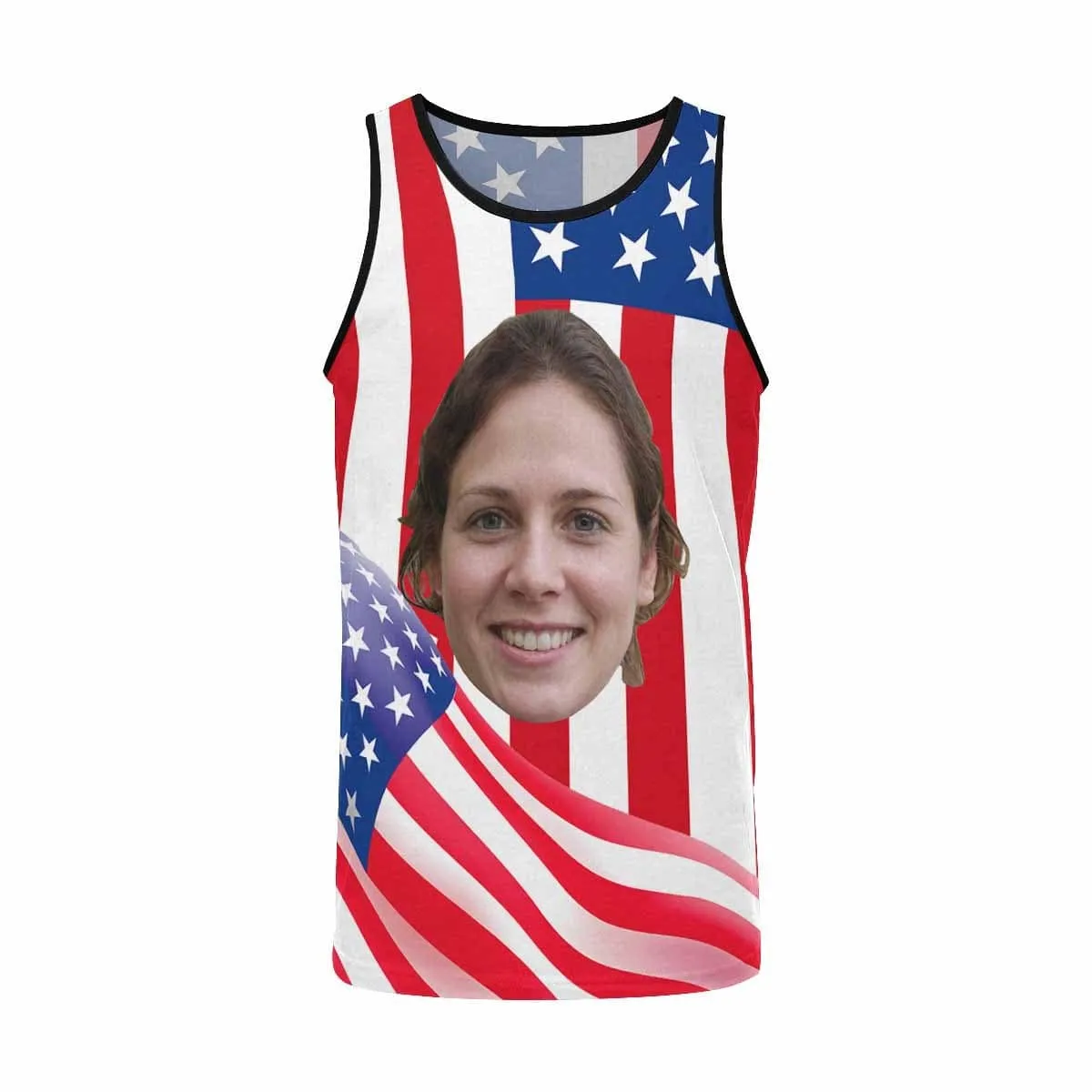 Design Your Own Tank Top Custom Face American Flag Personalized Men's All Over Print Tank Top