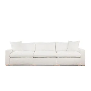 Dexy 84 Inch 3pc Modular Sectional Sofa, 2 Pillows, Ivory Teddy Fabric By Casagear Home