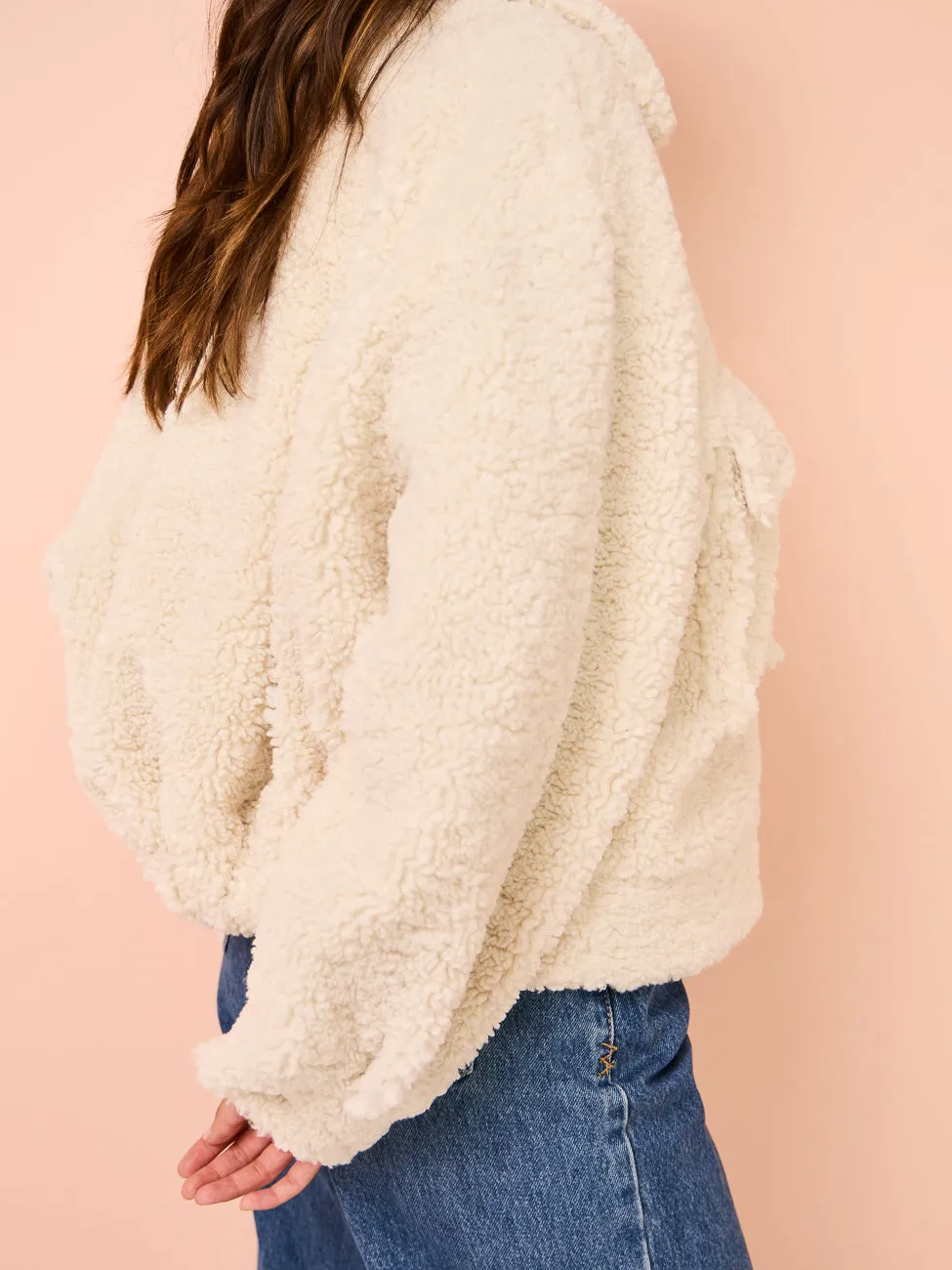 Ena Pelly Emery Faux Fur Jacket in Bone