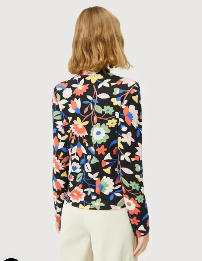 Floral Print Fitted Mock Top