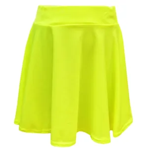 Girls Kids Skirts Skater Skirt School Party Age 7 8 9 10 11 12 13 -Neon Yellow