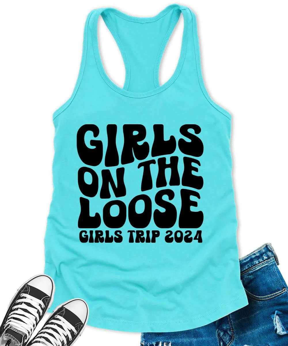 Girls on The Loose 2024 Racerback Tank Top for Women Letter Print Sleeveless Summer Tops