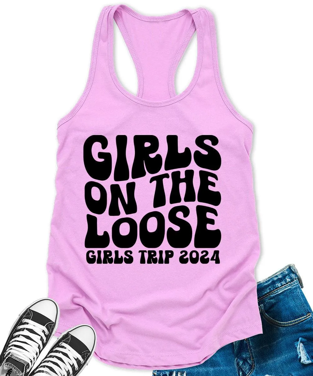 Girls on The Loose 2024 Racerback Tank Top for Women Letter Print Sleeveless Summer Tops