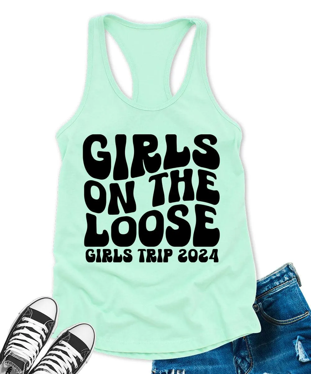 Girls on The Loose 2024 Racerback Tank Top for Women Letter Print Sleeveless Summer Tops