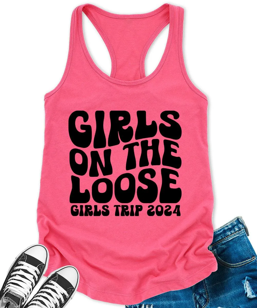 Girls on The Loose 2024 Racerback Tank Top for Women Letter Print Sleeveless Summer Tops