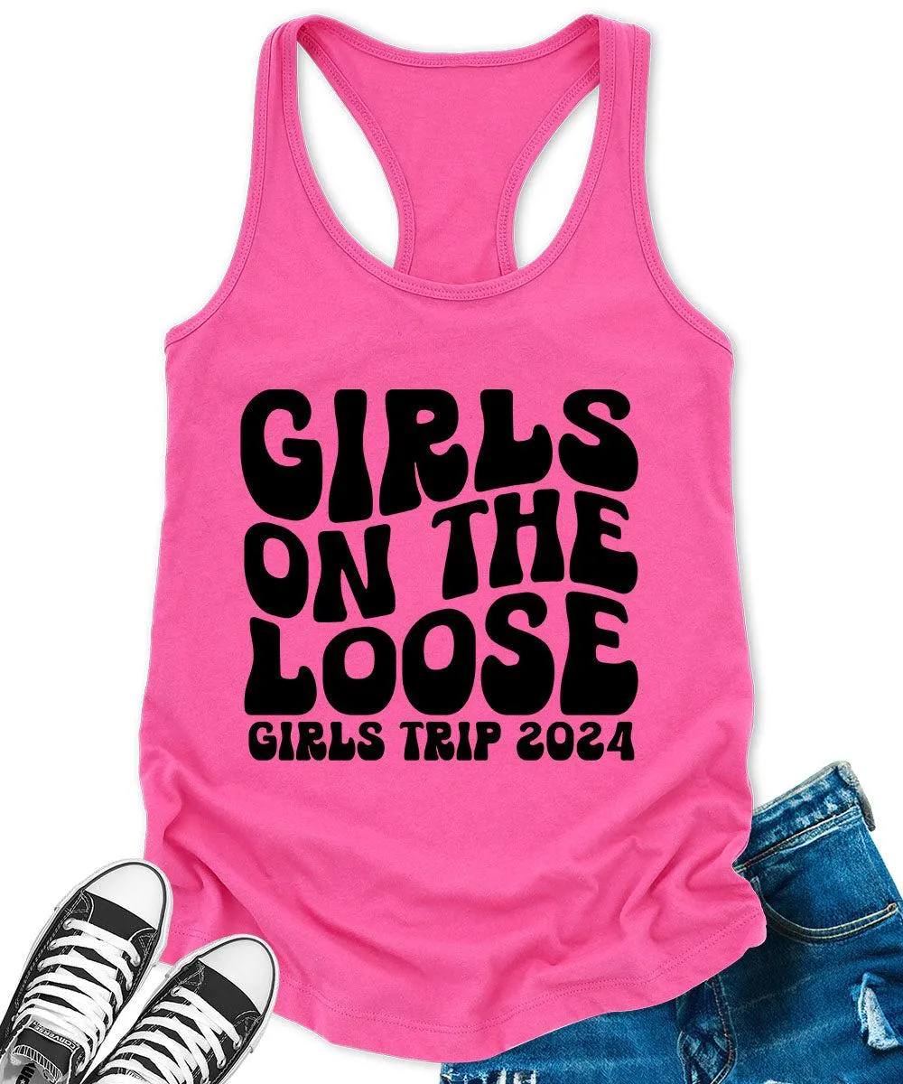 Girls on The Loose 2024 Racerback Tank Top for Women Letter Print Sleeveless Summer Tops