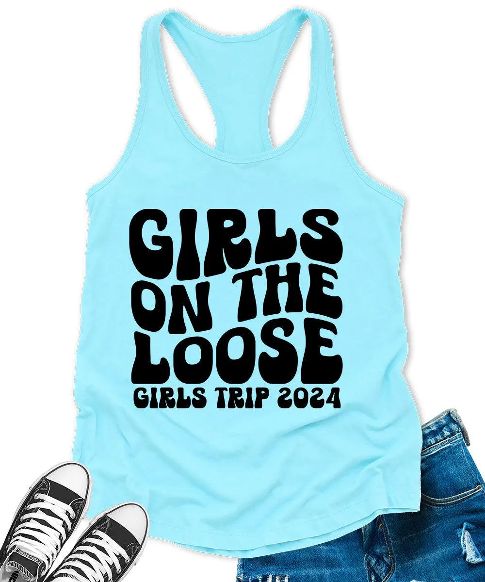 Girls on The Loose 2024 Racerback Tank Top for Women Letter Print Sleeveless Summer Tops