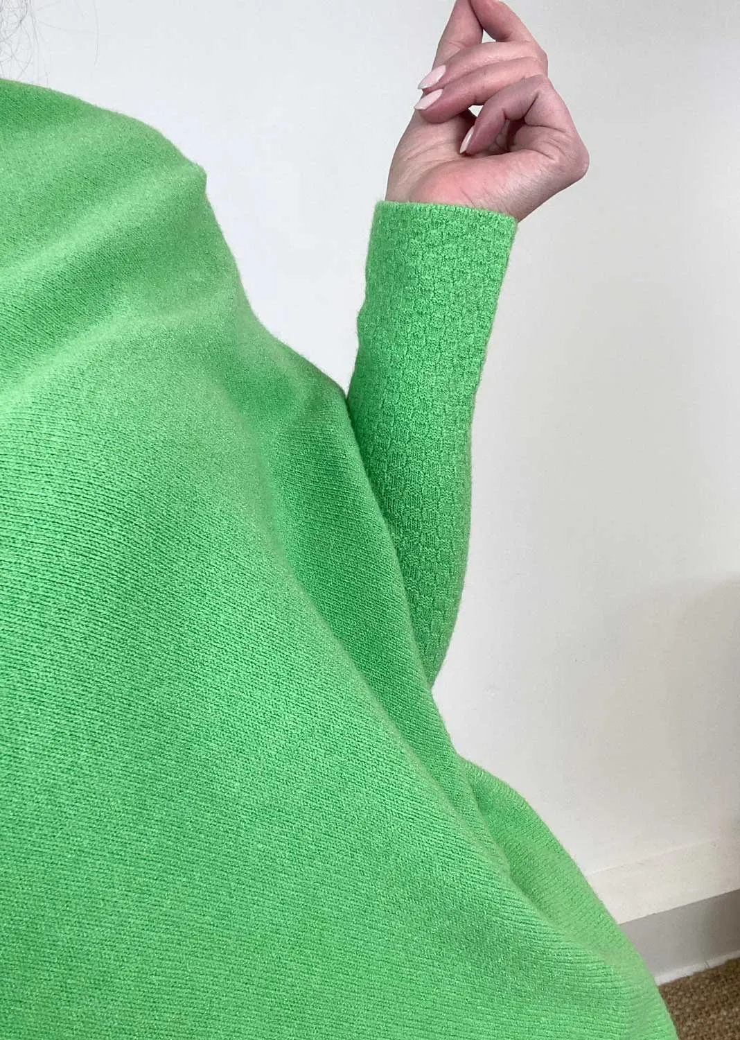 Grace Asymmetric Knit Jumper in Apple Green